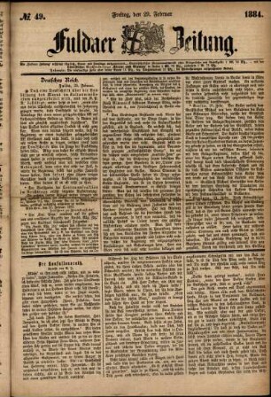 Ausgabe vom Freitag, den 29. Februar 1884.