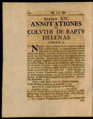 Sectio XIV. Annotationes In Coluthi De Raptu Helenae