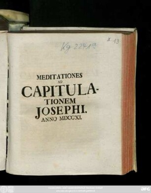Meditationes Ad Capitulationem Josephi