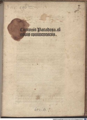 Paradoxa Stoicorum : mit Kommentar von Johannes Gabriel