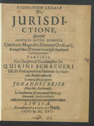 Exercitium Legale De Iurisdictione