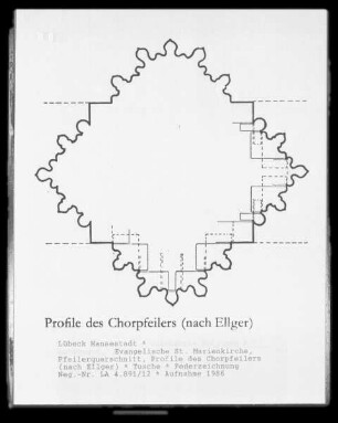 Evangelische St. Marienkirche, Pfeilerquerschnitt, Profile des Chorpfeilers (nach Ellger)