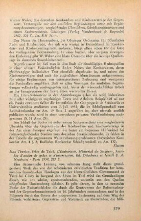 379-381 [Rezension] Thurian, Max, L' Eucharistie
