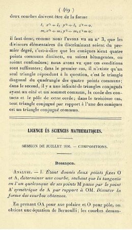 Licence ès sciences mathématiques.