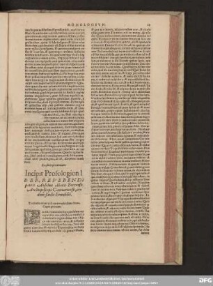 Incipit Prosologion l[i]ber, Reverendi patri Anselmi abbatis Beccensis, Archiepiscopi Cantuariensis, ordinis sancti Benedicti.