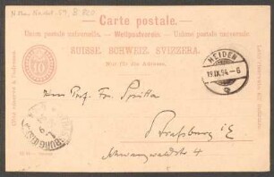 Postkarte an Friedrich Spitta : 19.09.1894