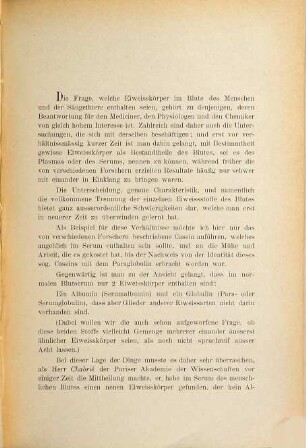 Beiträge zur Kenntniss der Eiweiss-Körper des Blutserums