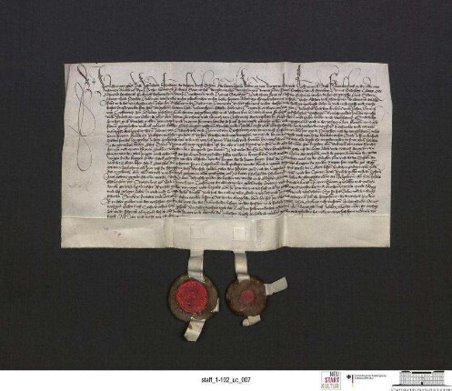 Kardinalpriester Pileus bestätigt und bewidmet mit einem hunderttägigen Ablass die Altaristenbruderschaft zu Frankfurt