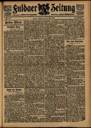 Erste Ausgabe vom Freitag, den 19. Mai 1905.