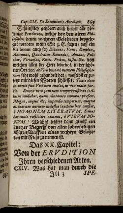 Das XX. Capitel: Von der Erudition Ihren verschiedenen Arten.