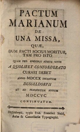 Pactum Marianum de una missa, 1795