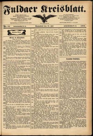 Zweite Ausgabe vom Samstag, den 19. Juli 1902.