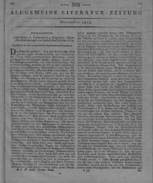 Schulze, G. E.: Psychische Anthropologie. Göttingen: Vandenhoeck & Ruprecht 1816 (Beschluss der im vorigen Stück abgebrochenen Recension)
