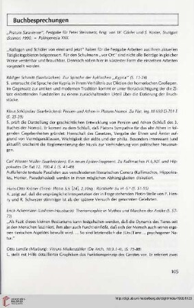 [Rezension von: Otto Lendle (Marburg): Vitruvs Meilenzähler (De Arch. 10.9.1-4)]