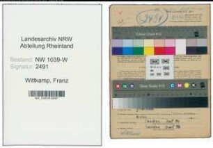 Entnazifizierung Franz Wittkamp , geb. 01.09.1883 ()