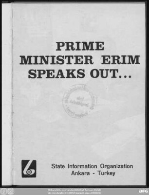 Prime Minister Erim speaks out ...