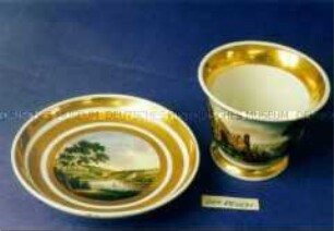 Tasse mit Untertasse, mit Ansichten von Heidelberg und Stift Neuburg