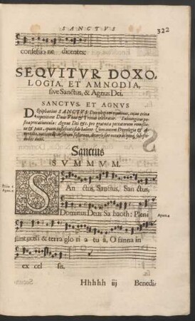 Sequitur Doxologia, Et Amnodia, sive Sanctus, & Agnus Dei.