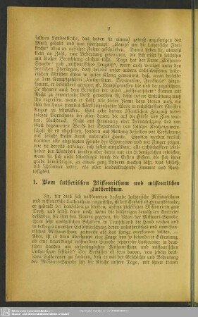 1. Vom lutherischen Missourithum und missourischen Lutherthum
