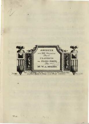 Ariette avec XII variations : pour le clavecin ou piano forte