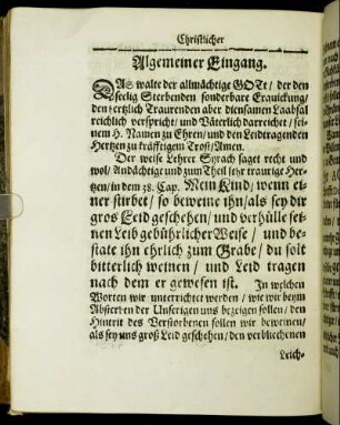 [Christlicher LeichSermon.]