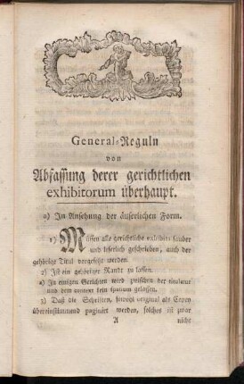 General-Reguln von Abfassung derer gerichtlichen exhibitorum überhaupt.