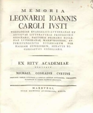 Memoria Leonardi Ioannis Caroli Iusti ...