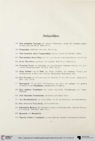 Antiquitäten (Nr. 213-237)