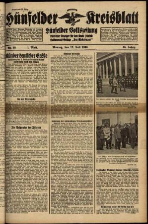 Erste Ausgabe vom Montag, den 17. Juli 1939.