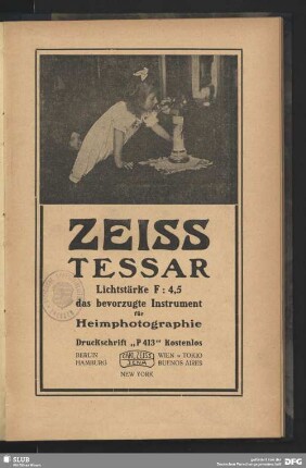 Werbung: Zeiss Tessar, Carl Zeiss Jena