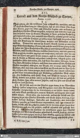 XVI. Extract aus dem Reichs-Abschied zu Speyer, Anno 1526