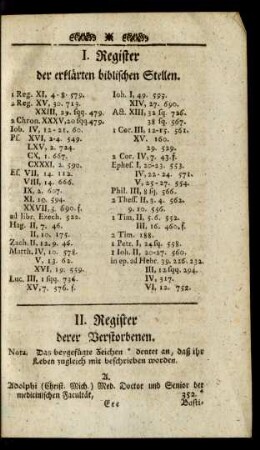 I. Register der erklärten biblischen Stellen