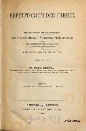Repetitorium der Chemie