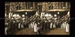 Kaiser Wilhelm II. und Offiziere beim Schrippenfest im Schlosspark, Neues Palais, Potsdam