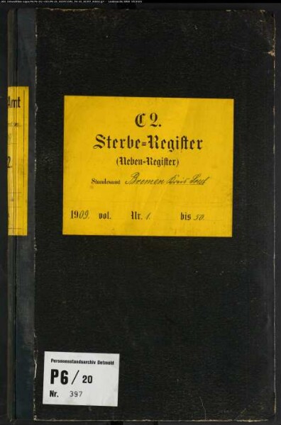 Sterberegister Standesamt Bremen