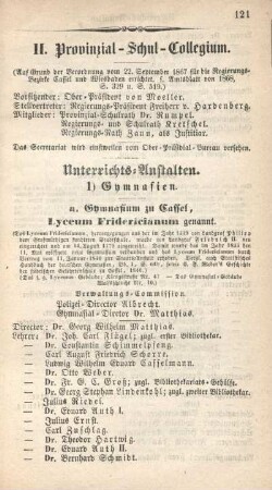 II. Provinzial- Schul-Collegium.