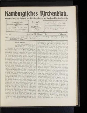 Nr. 43. Hamburg, 27. Oktober 1912. 9. Jahrgang.