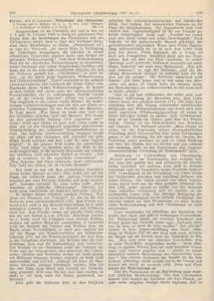 299-305 [Rezension] Ritter, Constantin, Platonismus und Christentum