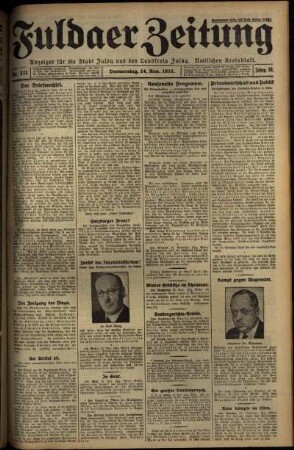 Erste Ausgabe vom Donnerstag, den 24. November 1932.