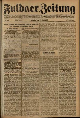 Erste Ausgabe vom Samstag, den 15. Mai 1915.
