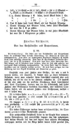 Fünfter Abschnitt. Von den Verhältnissen und Proportionen.