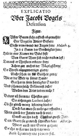 Explicatio über Jacobi Vogels Defension Figur.
