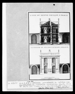 Das Schloss von Marly-le-Roi: Querschnitt und Aufriss des 2. Pavillons rechts