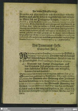 Am Trinitatis-Feste