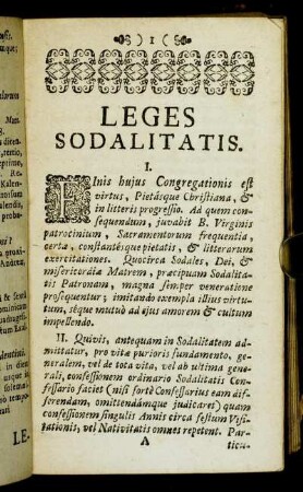 Leges sodalitatis. - Gratiarum actio.