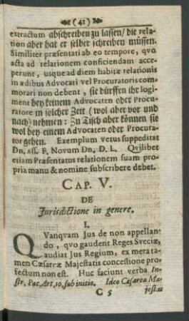 Cap. V. De Iurisdictione in genere.