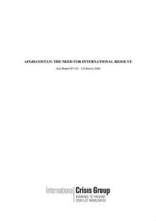 Afghanistan: the need for international resolve