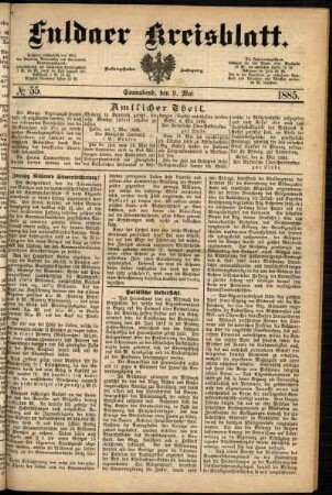 Ausgabe vom Samstag, den 09. Mai 1885.