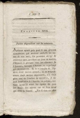 Chapitre XVII. Petite digression sur la ceinture.