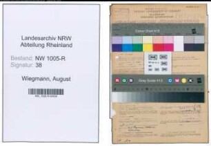 Entnazifizierung August Wiegmann , geb. 30.01.1895 (Techn. Rbahn.-Obersekretaer)